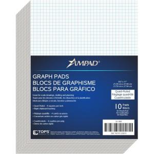 Ampad Evidence Quadrille Pad, Size 8-1/2 x 11, White Paper, 4×4 Quad Ruling, 20 Pound Premium Stock Paper, 50 Sheets Per Pad (22-000) (10 Pads)(10 Pads)