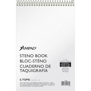 Ampad Spiral Steno Book, Gregg Rule, 6 x 9, Green Tint, 60 Sheets Per Notebook (25-270)