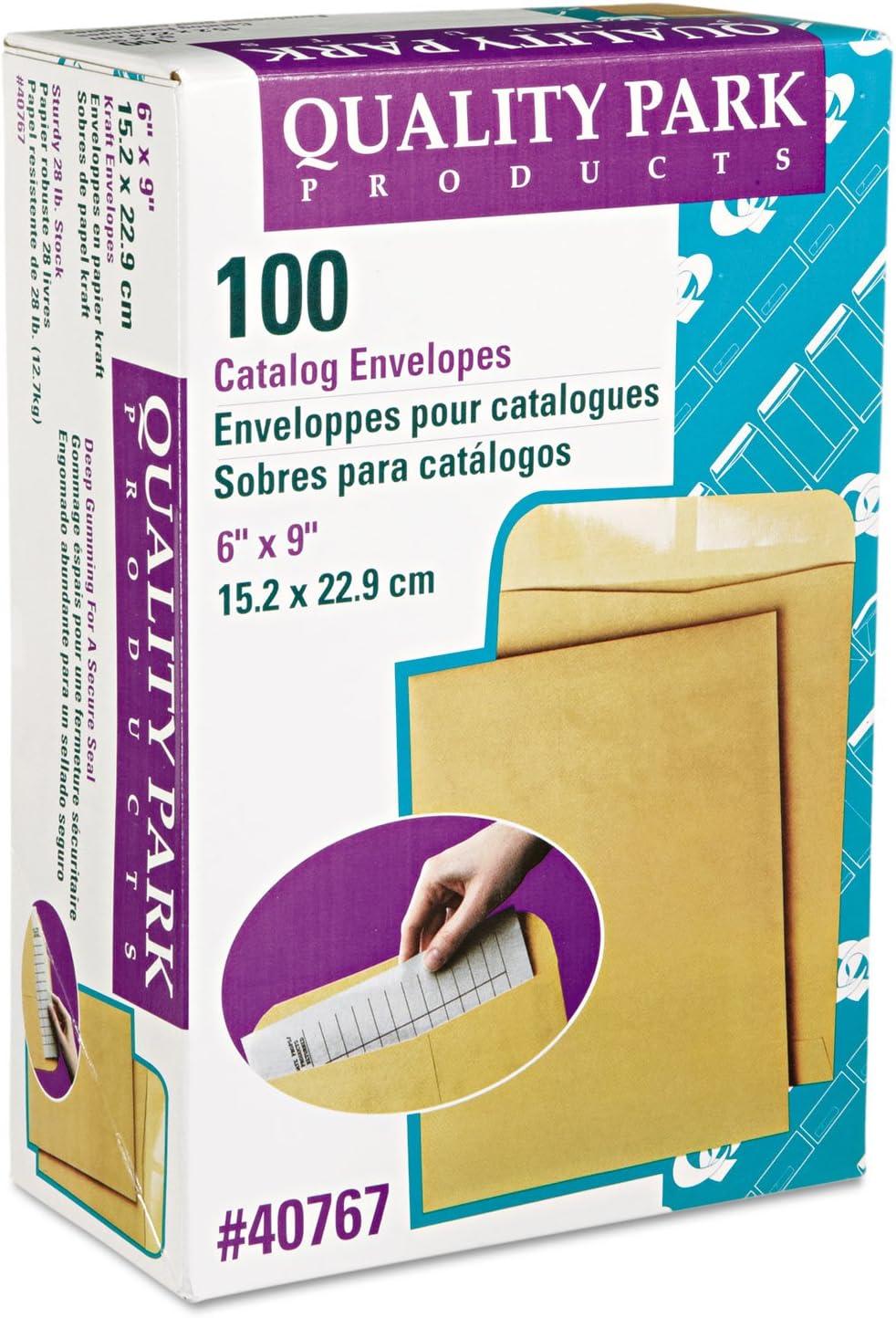image:imageQuality Park Catalog Mailing Envelopes 6 x 9 Envelopes Gummed Heavy 28 lb Kraft Paper Greeting Card Size For Mailing Organizing and Storage 100 per Box QUA40767