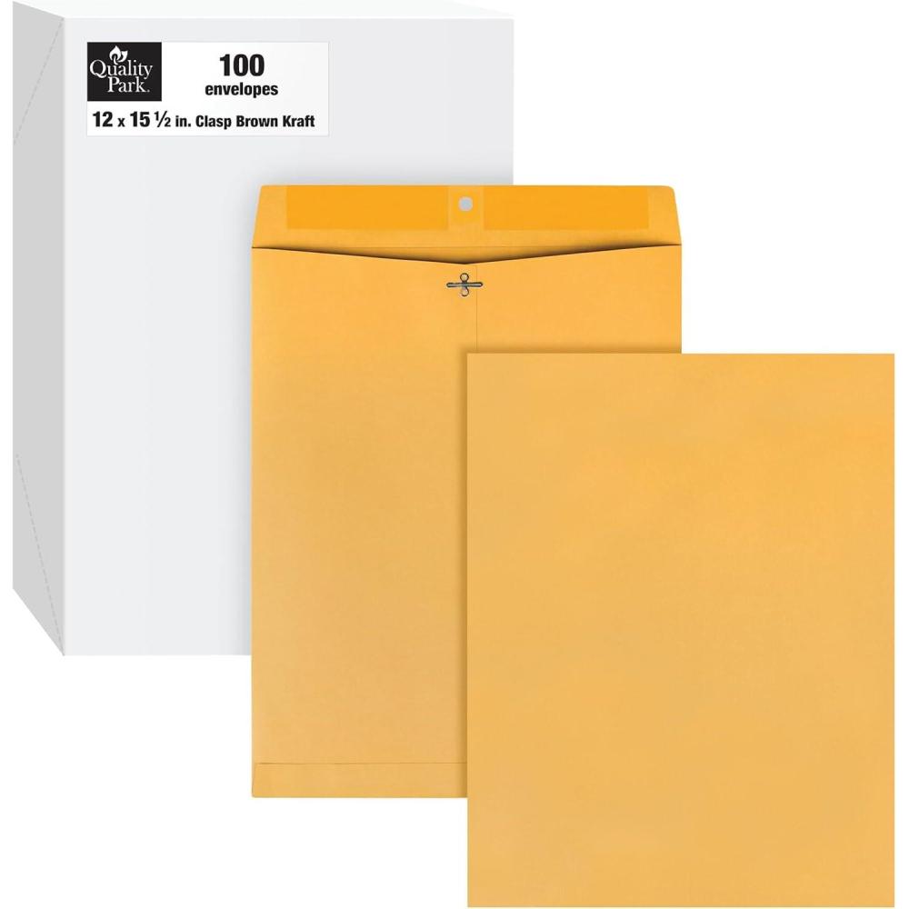 image:imageQuality Park 10 x 13 Clasp Envelopes Clasp and Gummed Closures for Storing or Mailing 28 lb Kraft Paper 100 per Box QUA3819712 x 155