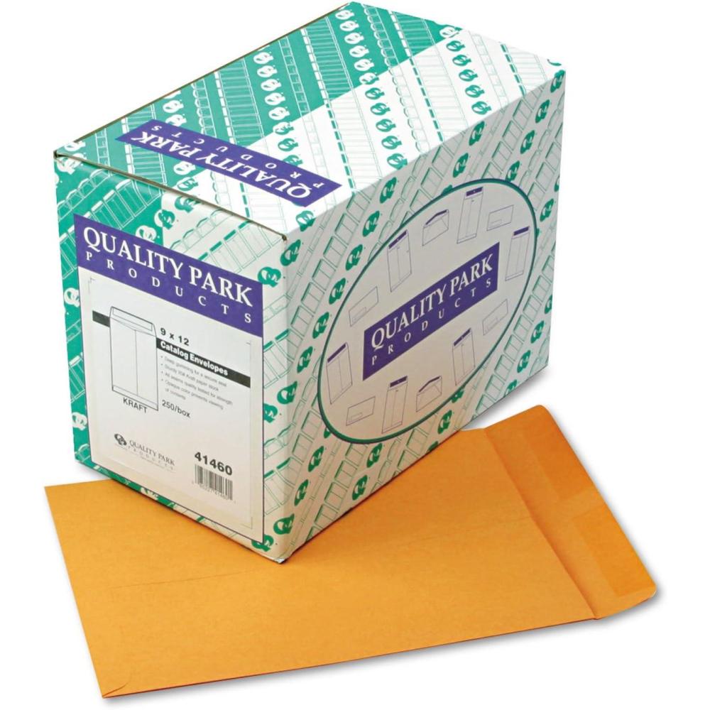 image:imageQuality Park Large FormatCatalog Envelopes Gummed Brown Kraft 9 x 12 250 per Box QUA41460