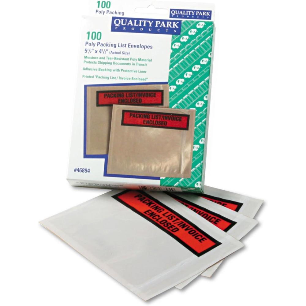 image:imageQuality Park Packing List Envelopes Clear Self Adhesive Pouch 412 x 512 Packing ListInvoice Enclosed for Shipping 100 per Carton QUA46894One Size