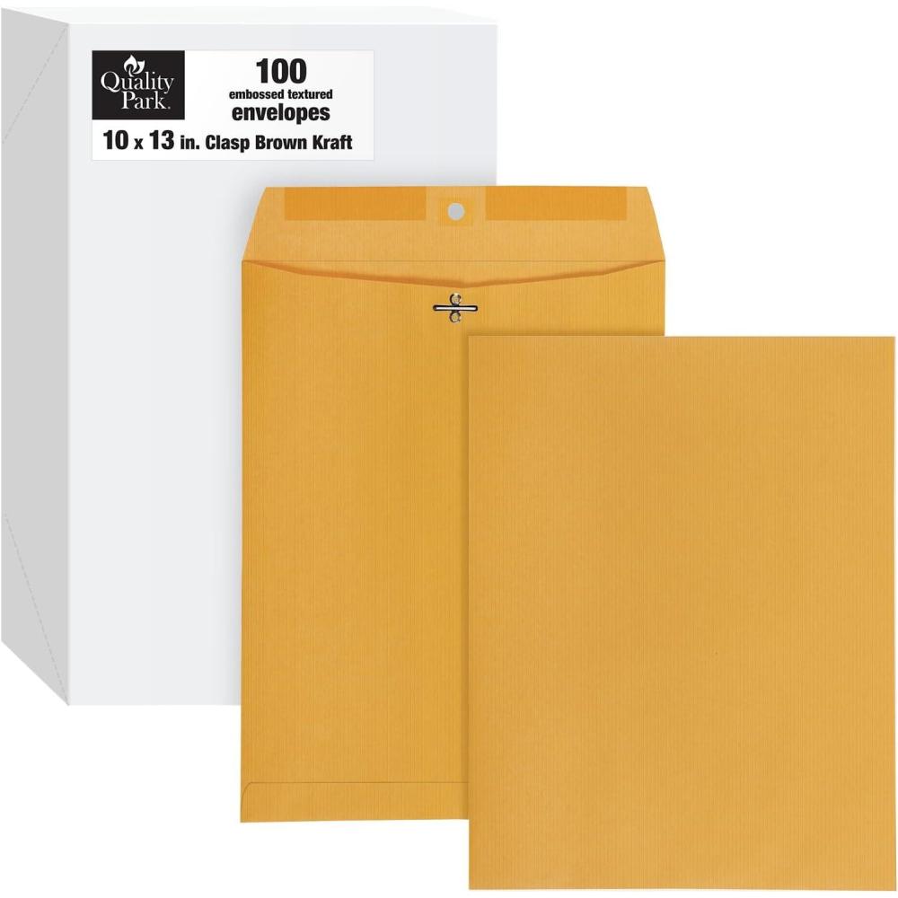 image:imageQuality Park Park Ridge Kraft Clasp Envelopes 10 x 13 inches Box of 100 QUA43097