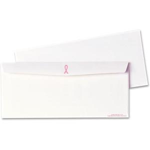 Quality Park #10 Breast Cancer Awareness Envelopes, Gummed, White/Pink ribbon, 500 per Box, (11120)
