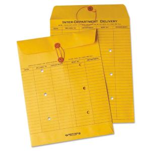 Quality Park Interoffice Envelopes, String and Button, Brown Kraft, 10 x 13, 100 per Case (QUA63650)