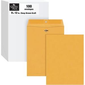 Quality Park, QUA38190, Recycled Clasp Envelopes, 100 / Box, Brown, 9 x 12(9 x 12)