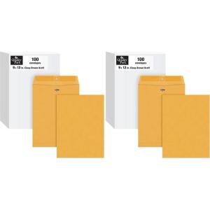 Quality Park, QUA38190, Recycled Clasp Envelopes, 100 / Box, Brown, 9 x 12(9 x 12 (Pack of 2))