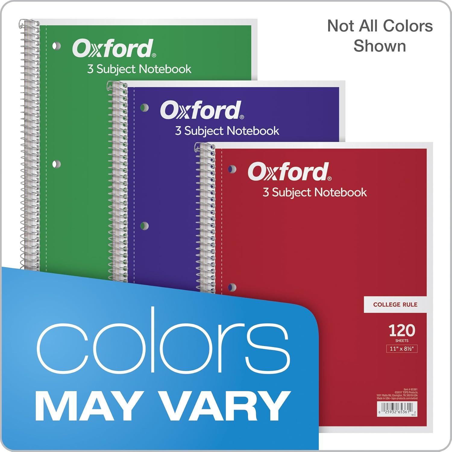 image:imageOxford 3Subject Notebook 812 x 11 College Rule 120 Sheets 2 Dividers 65361