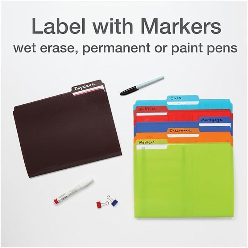 image:imageOxford Poly File Folders 24 Pack of Plastic File Folders 13 Cut Tabs for Letter Size Papers Blue Red Orange Light Blue Green Black 520046