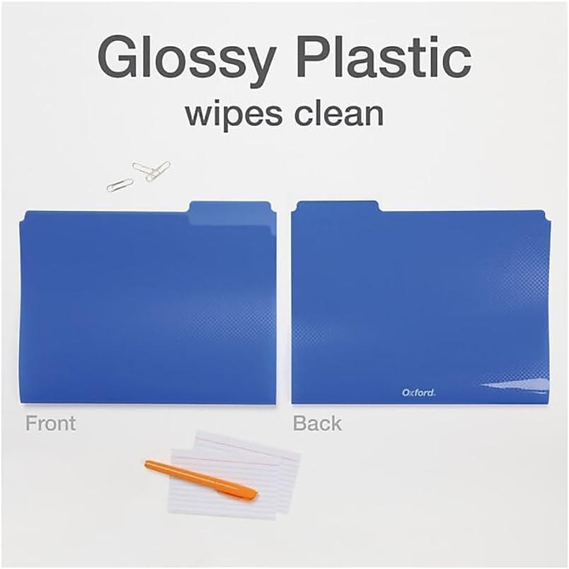 image:imageOxford Poly File Folders 24 Pack of Plastic File Folders 13 Cut Tabs for Letter Size Papers Blue Red Orange Light Blue Green Black 520046