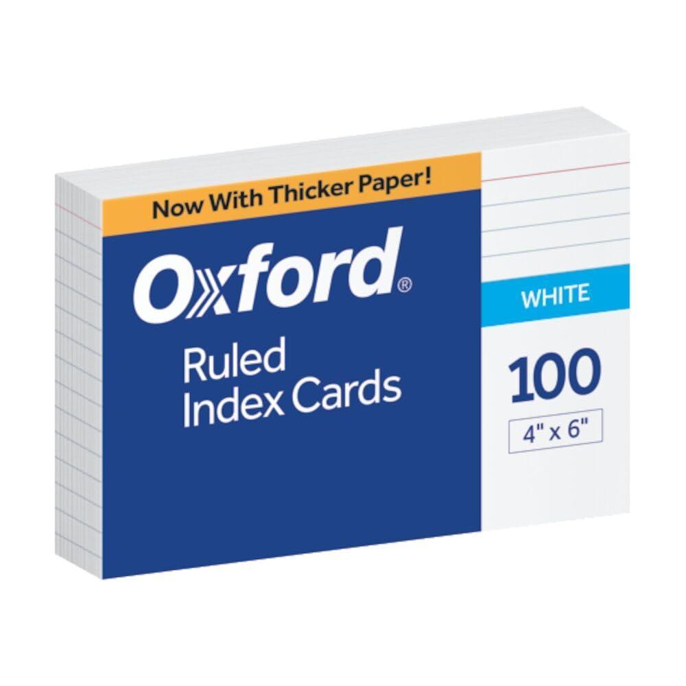 image:imageOxford 4 x 6 Ruled White Index Cards 100Pack