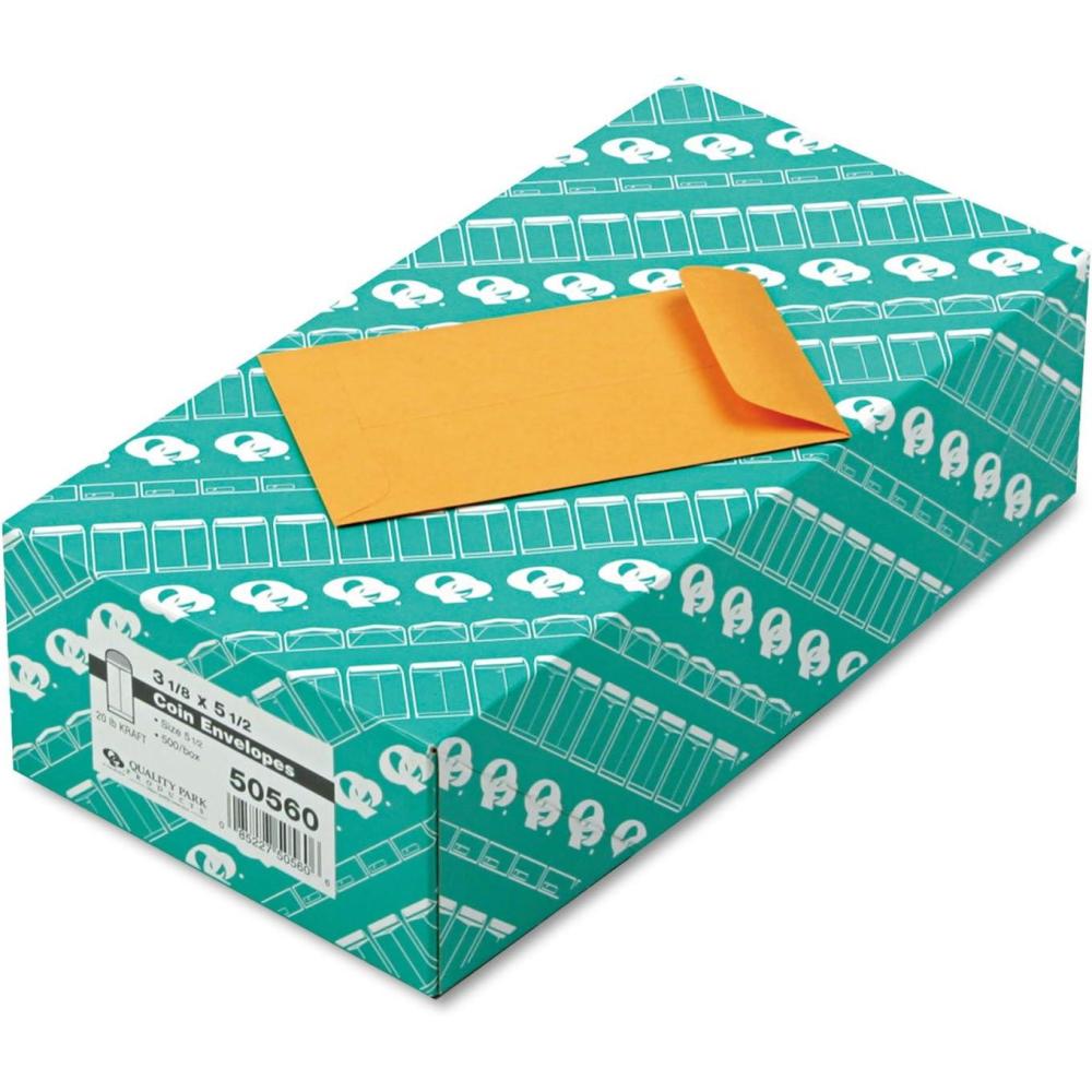 image:imageQuality Park 3 CoinSmall Part Envelopes Gummed Brown Kraft 500 per Box 5026055 318 x 512