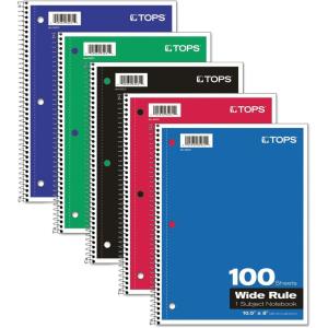 Oxford 1-Subject Notebook, 8″ x 10-1/2″, Wide Rule, 100 Sheets (65031)