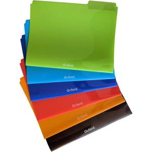 Oxford Poly File Folders, 24 Pack of Plastic File Folders, 1/3 Cut Tabs, for Letter Size Papers, Blue, Red, Orange, Light Blue, Green, Black (52004)(6)