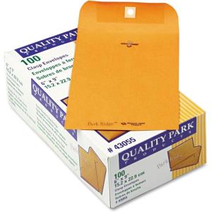 Quality Park Park Ridge Kraft Clasp Envelope, #55, Square Flap, Clasp/gummed Closure, 6 X 9, Brown Kraft, 100/box
