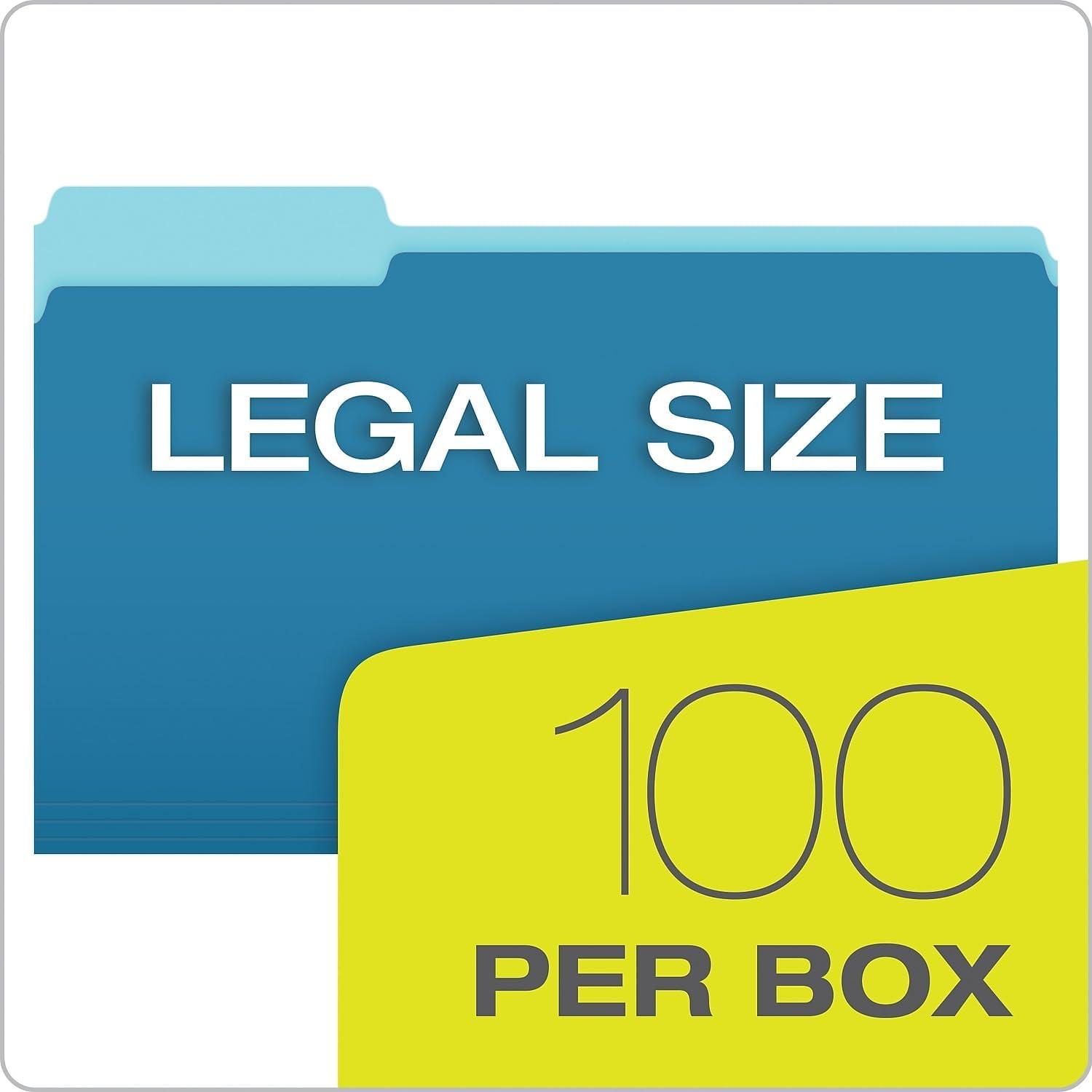 image:imagePendaflex 435013BLU Interior File Folders 13 Cut Top Tab Legal Blue Box of 100Blue