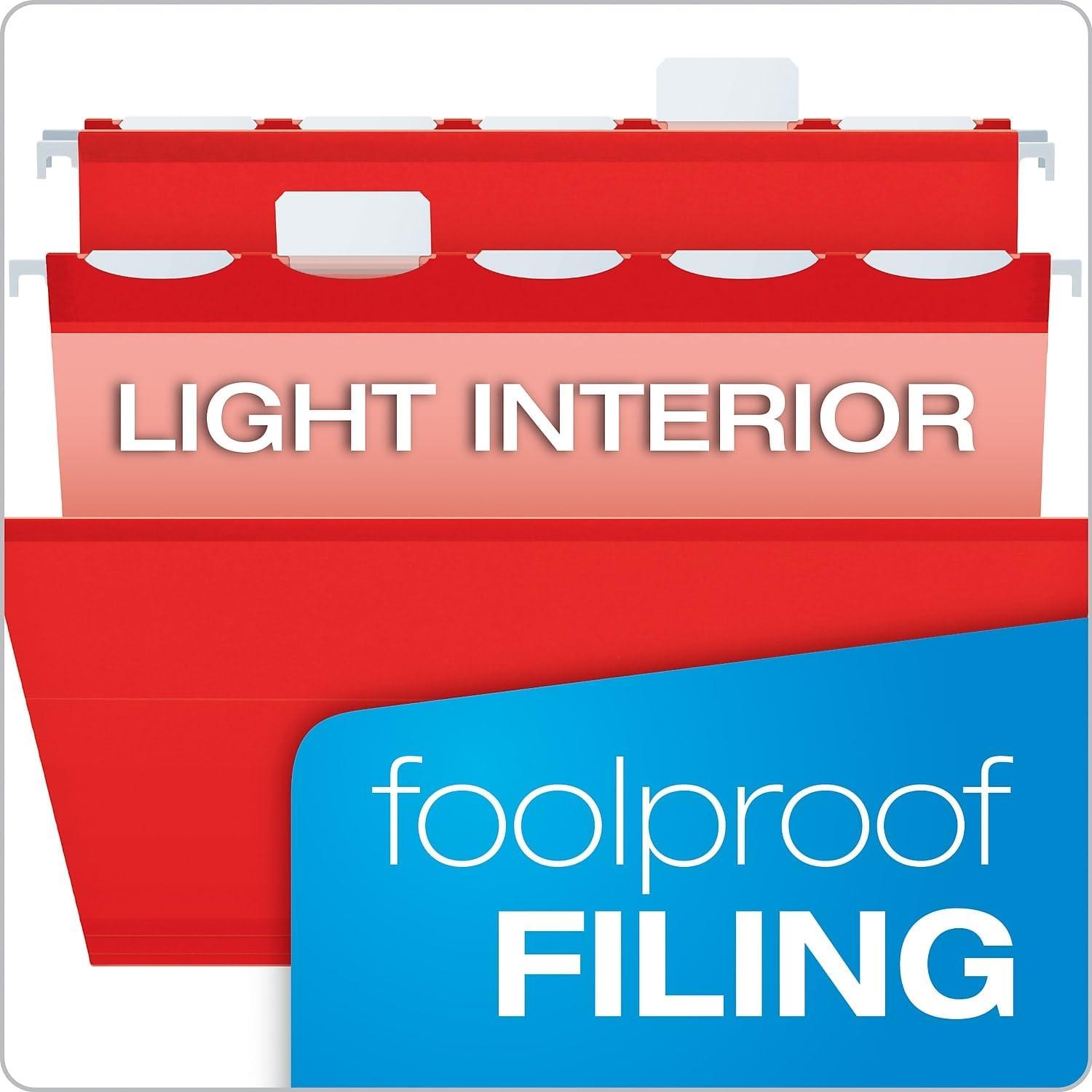 image:imagePendaflex PFX42623 ReadyTab Reinforced Hanging File Folders Letter Size Red 5 Tab 25BX 42623Red