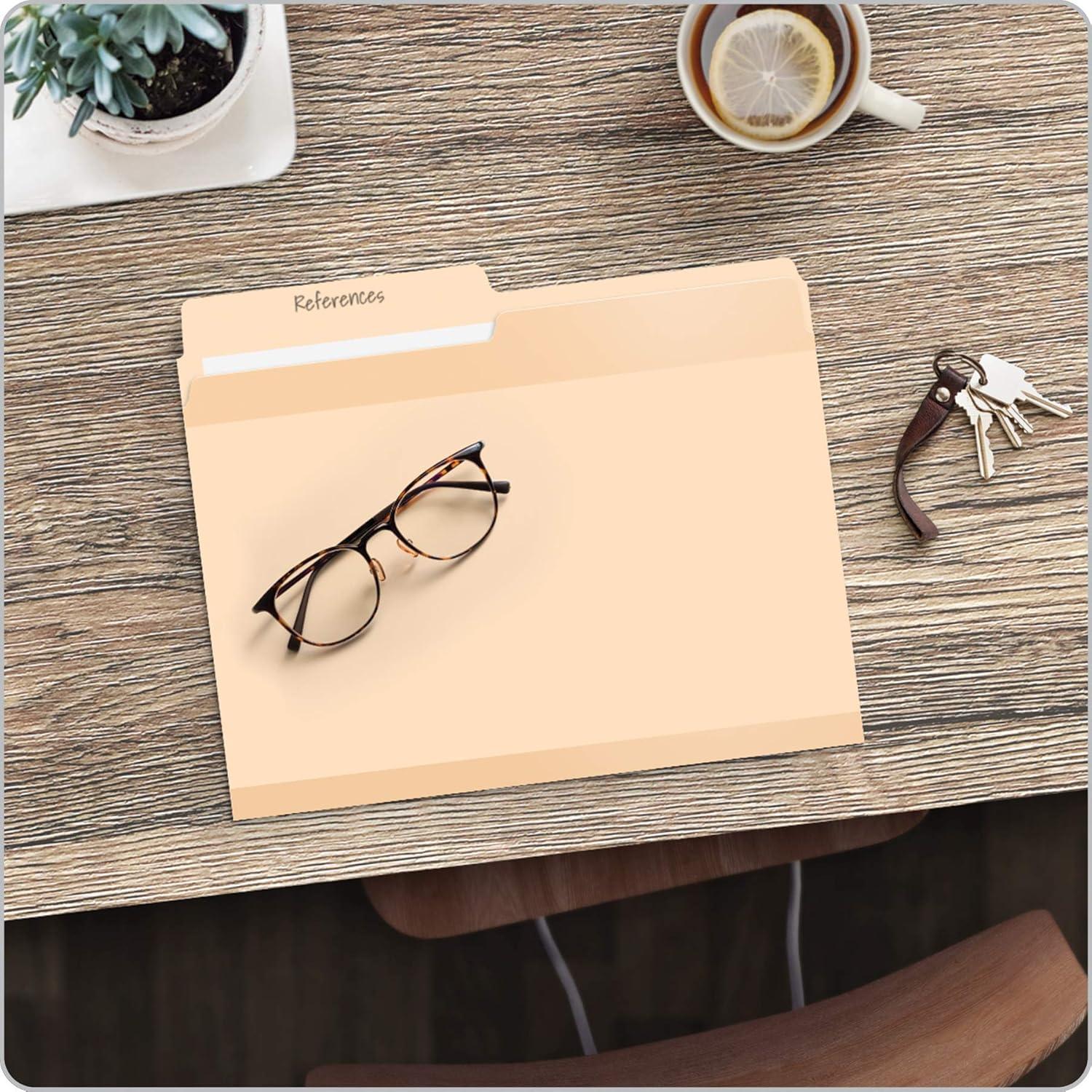 image:imagePendaflex Reinforced File Folders Extra Durable Poly Reinforced Edges Manila Letter Size 12 Cut Tabs 24 Per Pack 8622115 Cut Tabs
