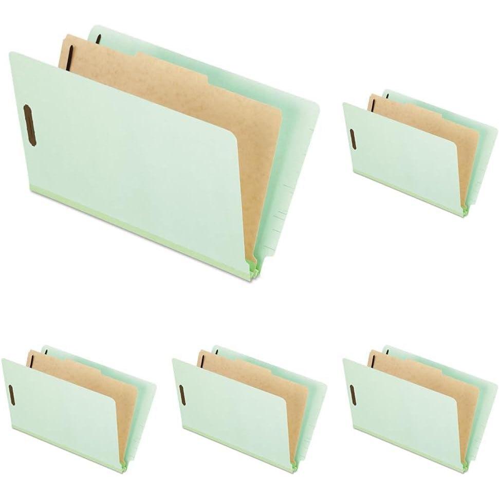 image:imagePendaflex Pressboard EndTab Classification Folders Legal Size 1 Divider 25 Expansion Light Green Straight Cut 10BX 23314Legal Pack of 5