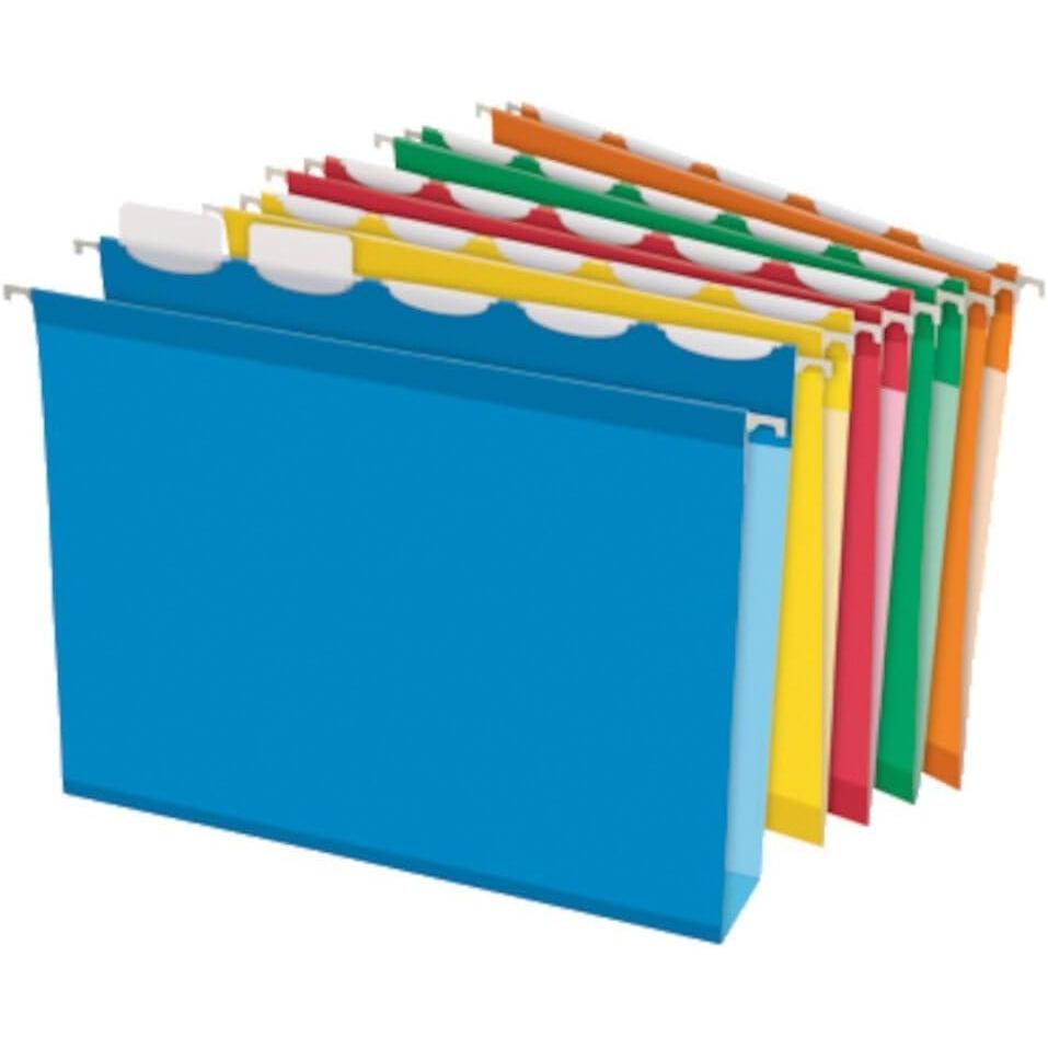 image:imagePendaflex ReadyTab Extra Capacity Reinforced Hanging File Folders Letter Size Assorted Colors 5 Tab 20BX 42700