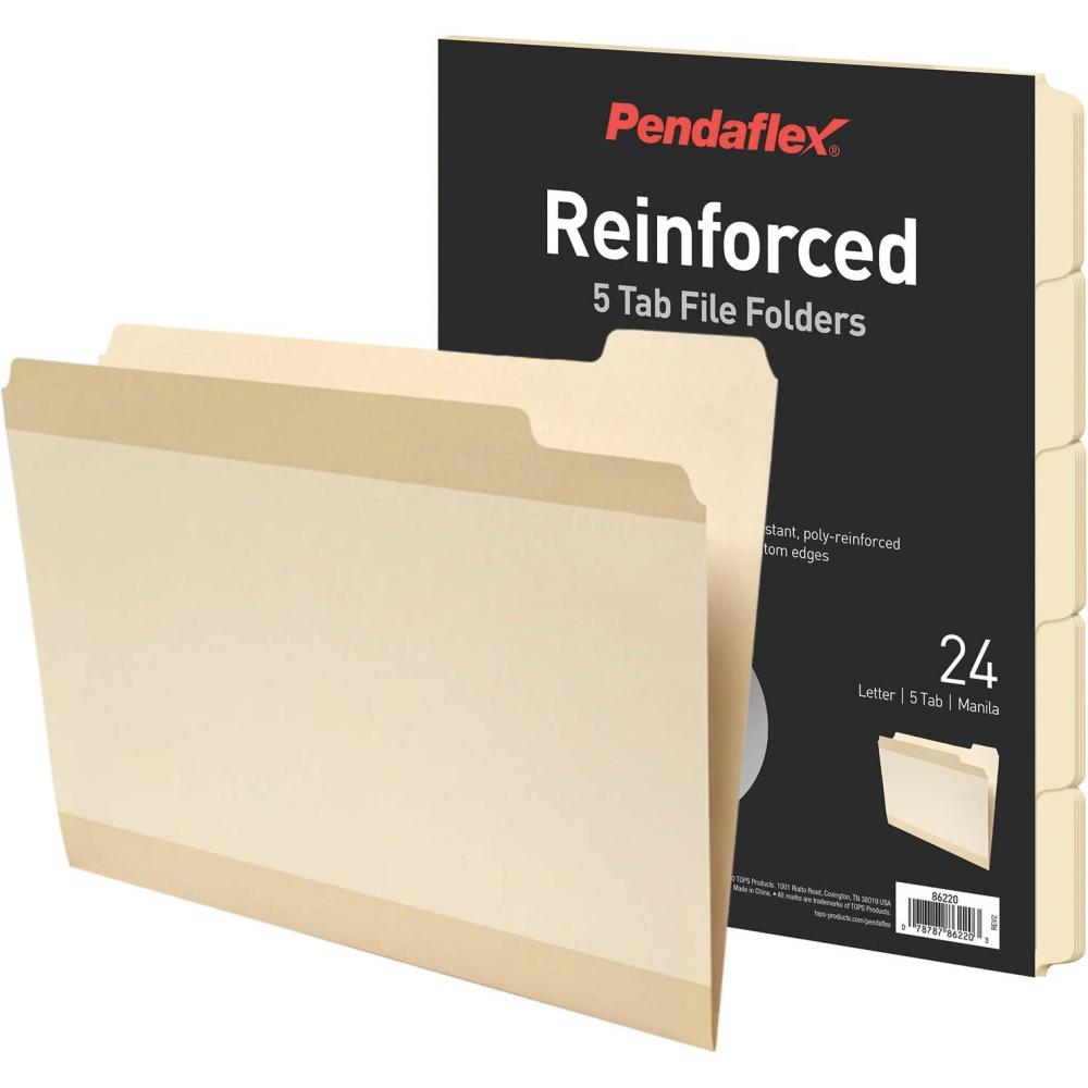 image:imagePendaflex Reinforced File Folders Extra Durable Poly Reinforced Edges Manila Letter Size 12 Cut Tabs 24 Per Pack 8622112 Cut Tabs