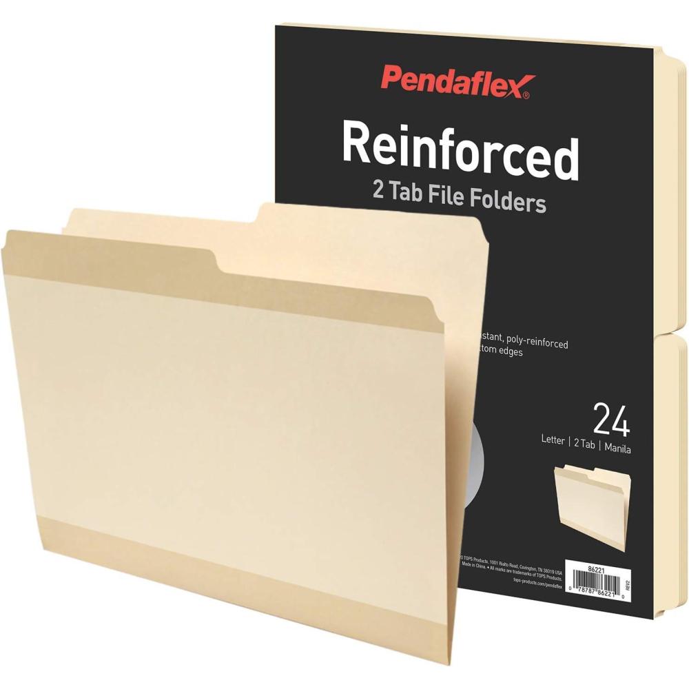 image:imagePendaflex Reinforced File Folders Extra Durable Poly Reinforced Edges Manila Letter Size 12 Cut Tabs 24 Per Pack 8622115 Cut Tabs