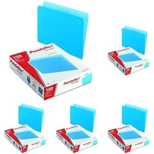image:imagePendaflex TwoTone Color File Folders Letter Size Blue Straight Cut 100BX 152 BLULetter Size Pack of 5