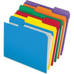 Pendaflex Color File Folders with Interior Grid, Letter Size, Yellow, 1/3 Cut, 100/BX (R152 1/3 YEL)(Assrt)