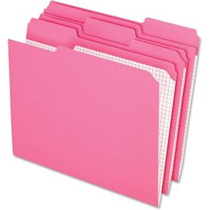 Pendaflex Color File Folders with Interior Grid, Letter Size, Yellow, 1/3 Cut, 100/BX (R152 1/3 YEL)(Pink)