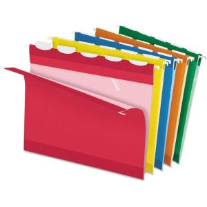 Pendaflex PFX42623 Ready-Tab Reinforced Hanging File Folders, Letter Size, Red, 5 Tab, 25/BX (42623)(Assorted Colors)