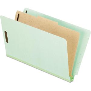 Pendaflex Pressboard End-Tab Classification Folders, Legal Size, 1 Divider, 2.5″ Expansion, Light Green, Straight Cut, 10/BX (23314)(Legal)