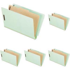 Pendaflex Pressboard End-Tab Classification Folders, Legal Size, 1 Divider, 2.5″ Expansion, Light Green, Straight Cut, 10/BX (23314)(Legal (Pack of 5))
