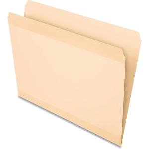 Pendaflex Reinforced File Folders, Extra Durable, Poly Reinforced Edges, Manila, Letter Size, 1/2 Cut Tabs, 24 Per Pack (86221)(Straight Cut)