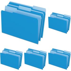 Pendaflex Two-Tone Color File Folders, Legal Size, Blue, 1/3 Cut, 100/BX (153 1/3 BLU)(Blue;light Blue)
