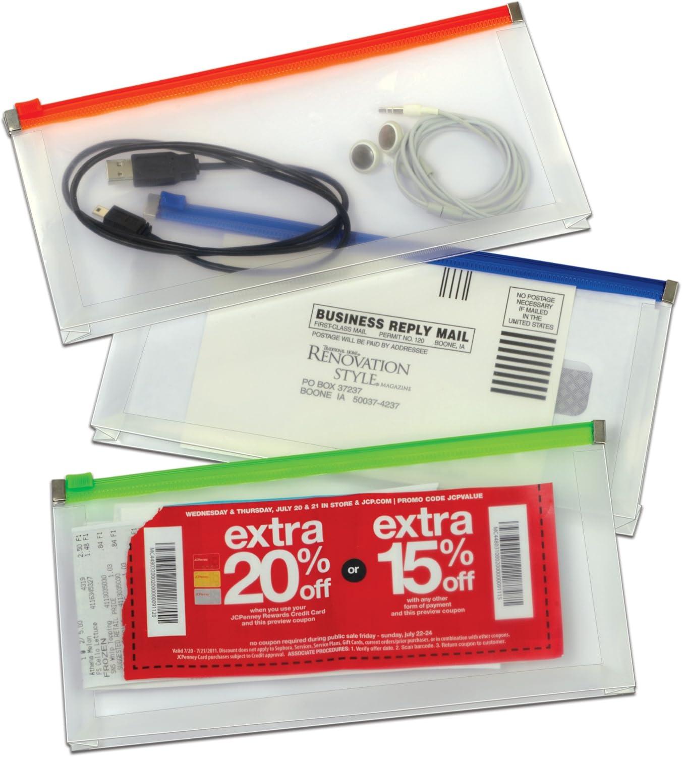 image:imageGlobeWeisPendaflex Poly Zip Files 15 Letter Size 5 Check Size Assorted Colors 84200