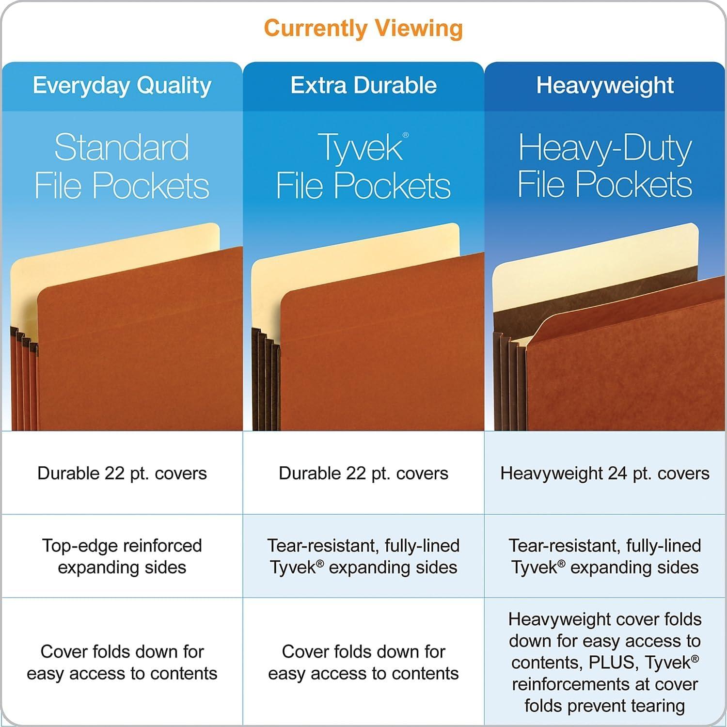 image:imageGlobeWeisPendaflex Tyvek File Pockets 35Inch Expansion Legal Size 10Count Brown 64264