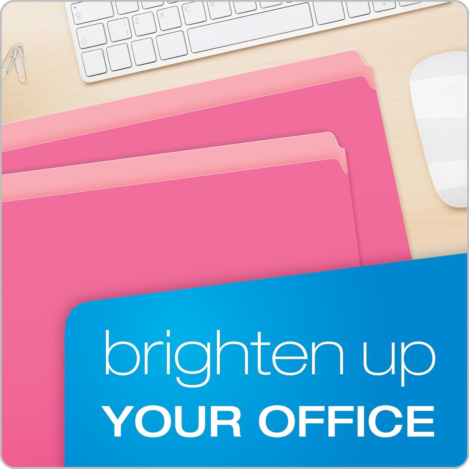 image:imagePendaflex 152PIN Colored File Folders Straight Cut Top Tab Letter PinkLight Pink Box of 100Letter Pack of 5