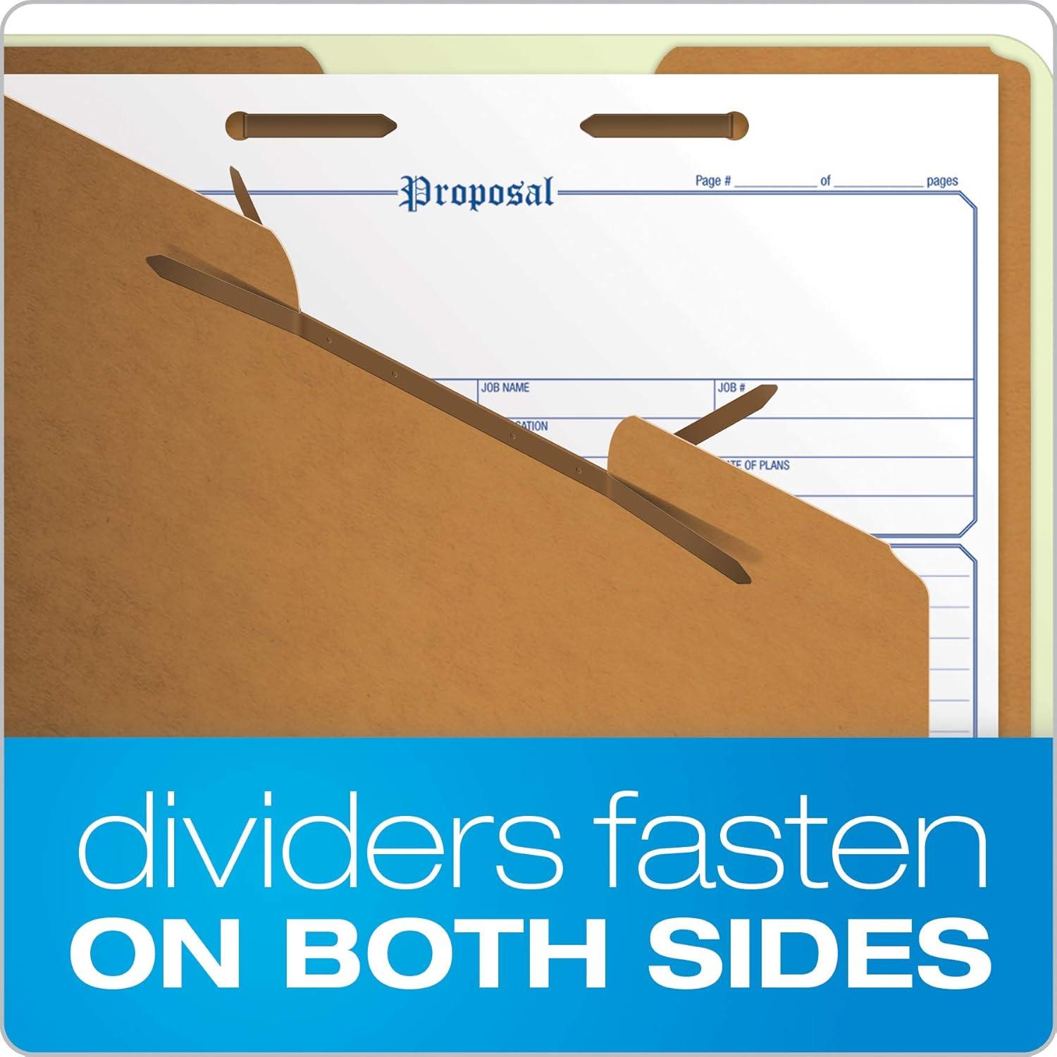 image:imagePendaflex Pressboard Classification File Folders 2 Dividers 2 Embedded Fasteners 25 Tab Cut Legal Size Light Green Box of 10 17176EEPack of 5