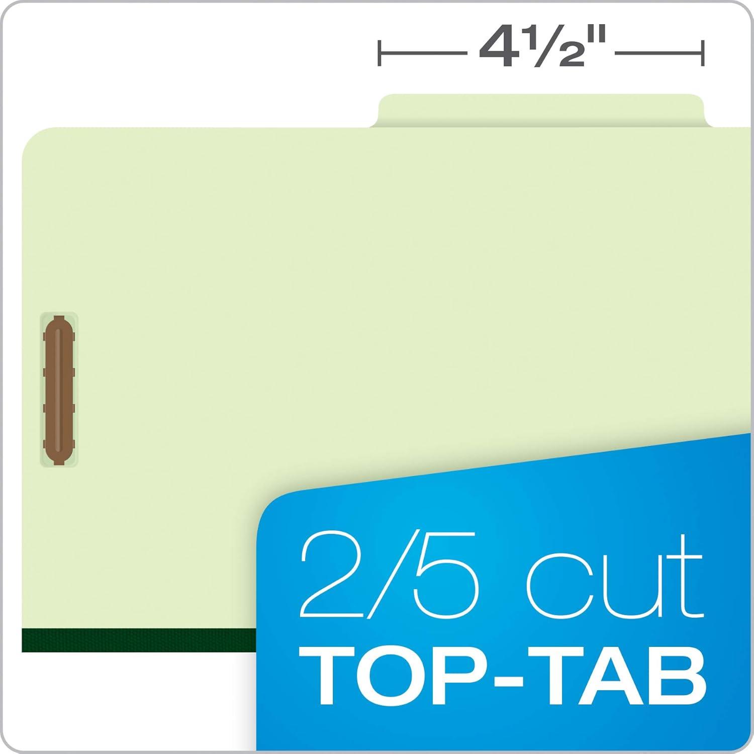 image:imagePendaflex Pressboard Classification File Folders 2 Dividers 2 Embedded Fasteners 25 Tab Cut Legal Size Light Green Box of 10 17176EEPack of 5