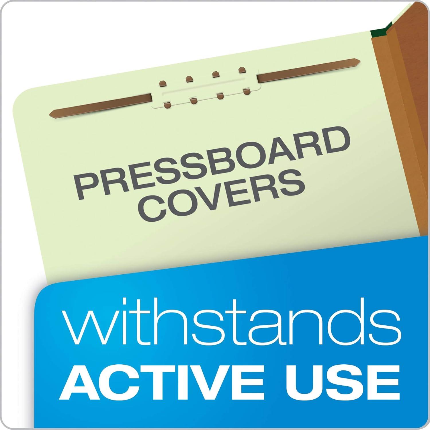 image:imagePendaflex Pressboard Classification File Folders 2 Dividers 2 Embedded Fasteners 25 Tab Cut Legal Size Light Green Box of 10 17176EEPack of 5
