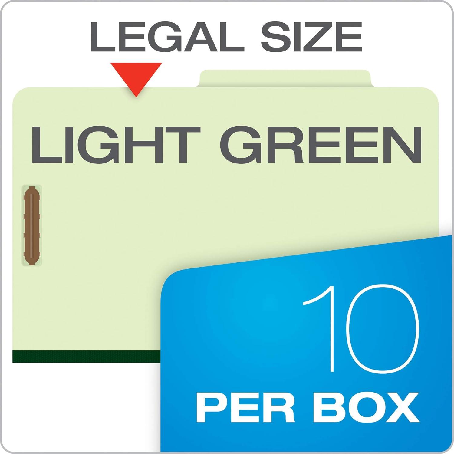 image:imagePendaflex Pressboard Classification File Folders 2 Dividers 2 Embedded Fasteners 25 Tab Cut Legal Size Light Green Box of 10 17176EEPack of 5