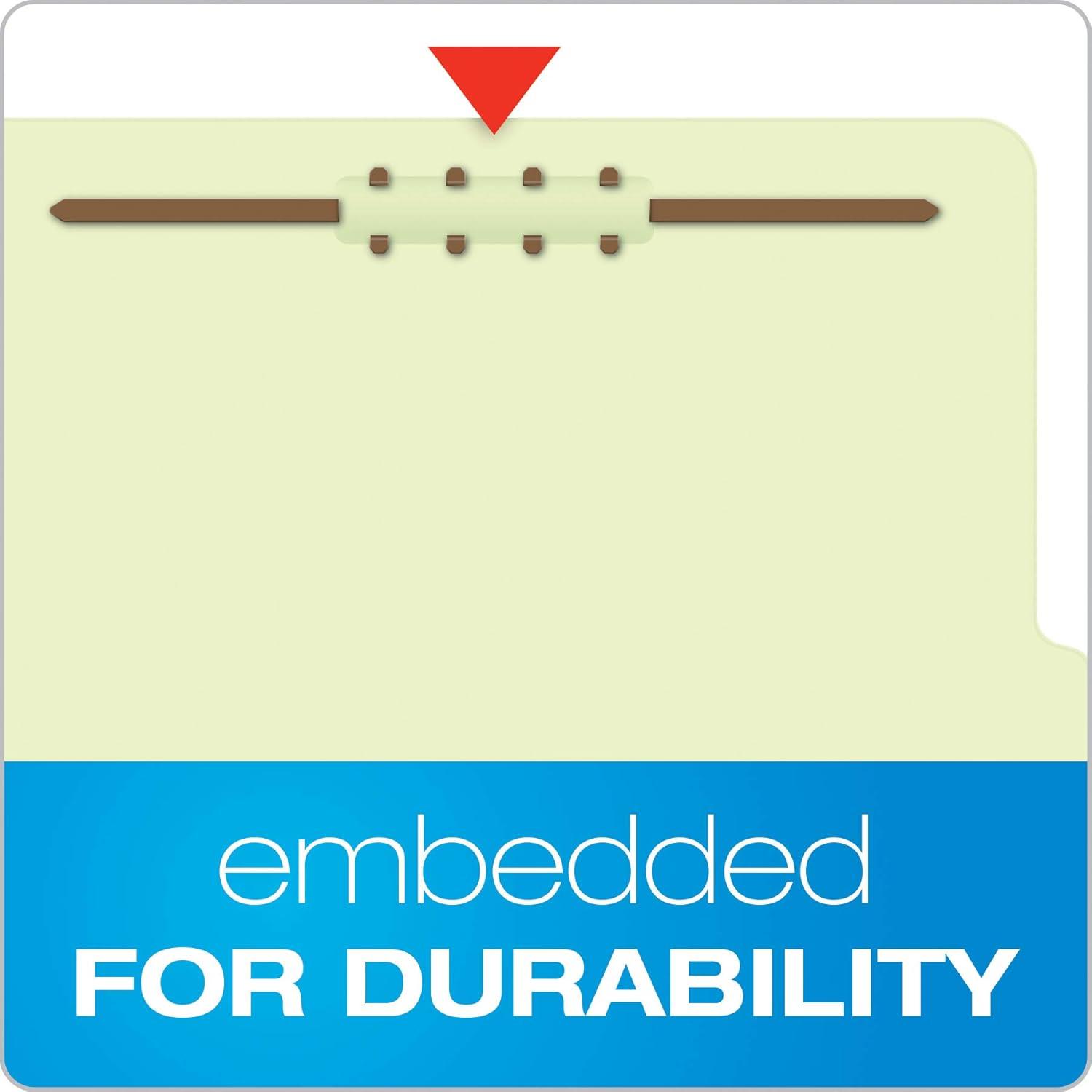 image:imagePendaflex Pressboard Classification File Folders 2 Dividers 2 Embedded Fasteners 25 Tab Cut Legal Size Light Green Box of 10 17176EEPack of 5