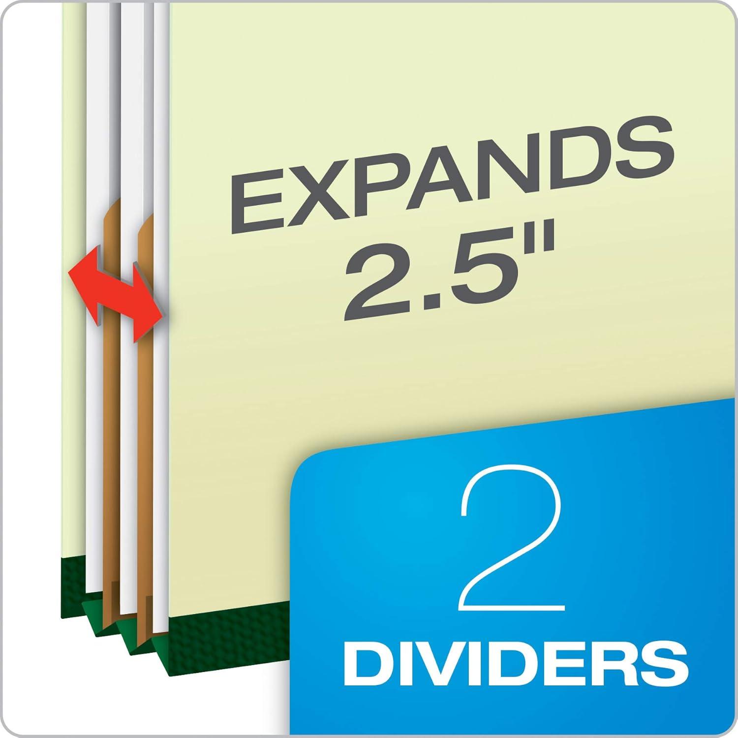 image:imagePendaflex Pressboard Classification File Folders 2 Dividers 2 Embedded Fasteners 25 Tab Cut Legal Size Light Green Box of 10 17176EEPack of 5