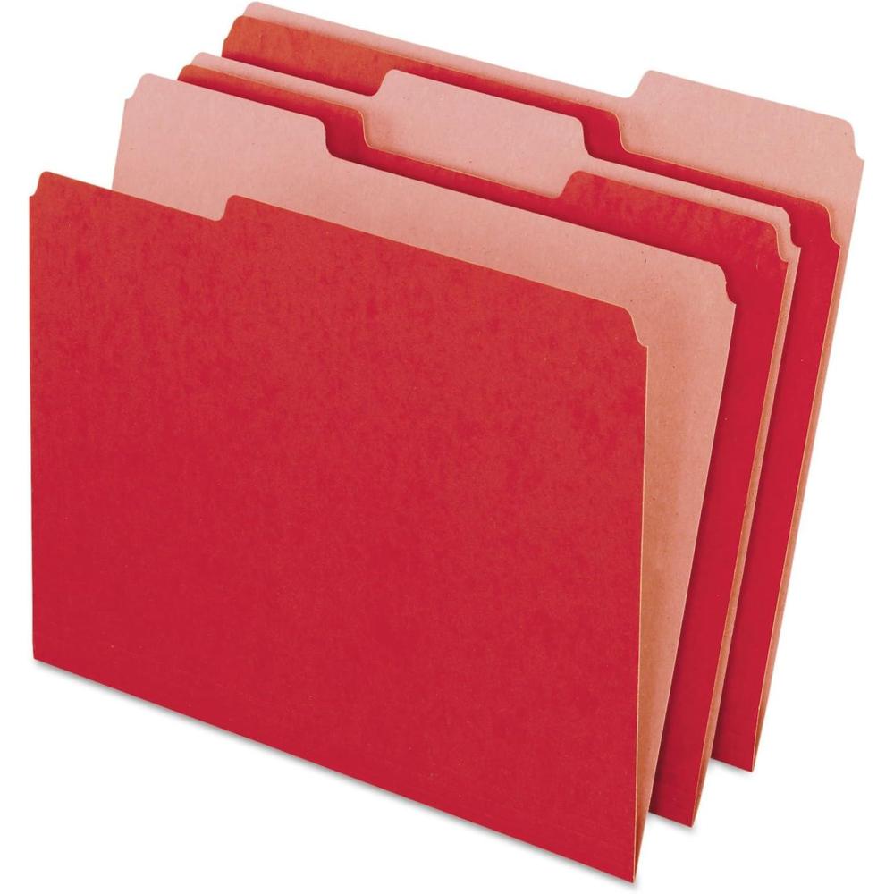 image:imagePendaflex Earthwise 100 Recycled File Folders 13 Cut Top Tab Letter Size Natural 100 per Box 04342Red
