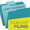 Pendaflex Interior File Folders, 1/3 Cut, Top Tab, Letter Size, Pink, 100 per Box (4210 1/3 PIN)(Aqua)