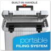Pendaflex Portable File Box with File Rails, Hinged Lid with Double Latch Closure, Black, Includes 3 Letter Size Hanging Folders (41732)(11″ H x 14″ W x 6-1/2″ D)