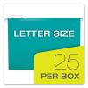 Pendaflex Reinforced Hanging File Folders, Letter Size, Aqua, 1/5 Cut, 25/BX (4152 1/5 AQU)