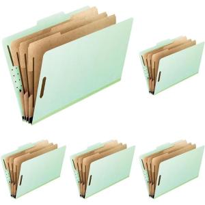 Pendaflex 17174 Eight-Section Pressboard Folders, Letter, 2/5 Tab, Green (Box of 10)(Letter (Pack of 5))