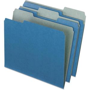 Pendaflex Earthwise 100% Recycled File Folders, 1/3 Cut, Top Tab, Letter Size, Natural, 100 per Box (04342)(Blue)