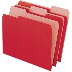 Pendaflex Earthwise 100% Recycled File Folders, 1/3 Cut, Top Tab, Letter Size, Natural, 100 per Box (04342)(Red)